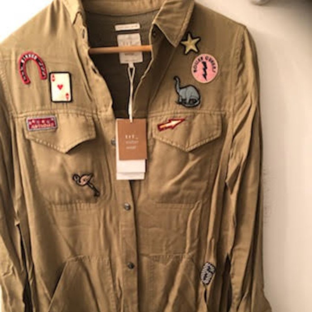 BRAND NEW LADIES CHIC ZARA PATCH WORK MILITARY STYLE DRESS.